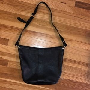 Vintage Fendi Black Leather Shoulder Bag